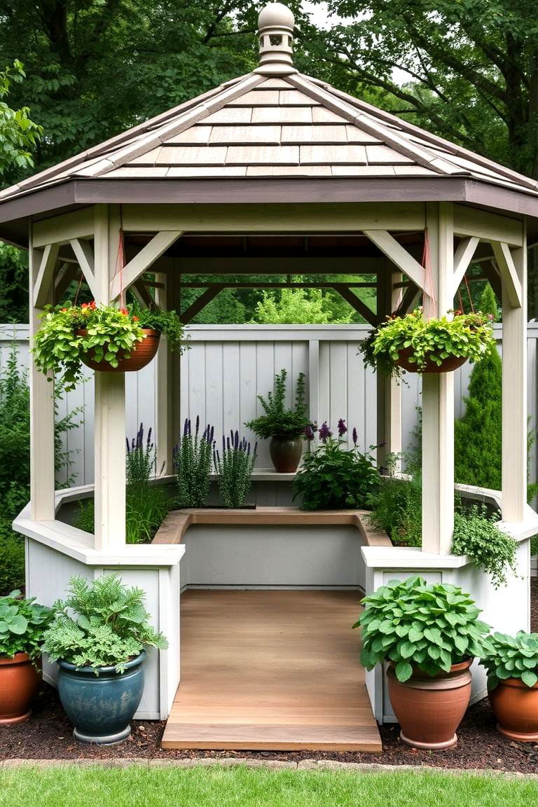Gazebo Kitchen with Herb Garden - 24 Outdoor Kitchen with a Gazebo Ideas