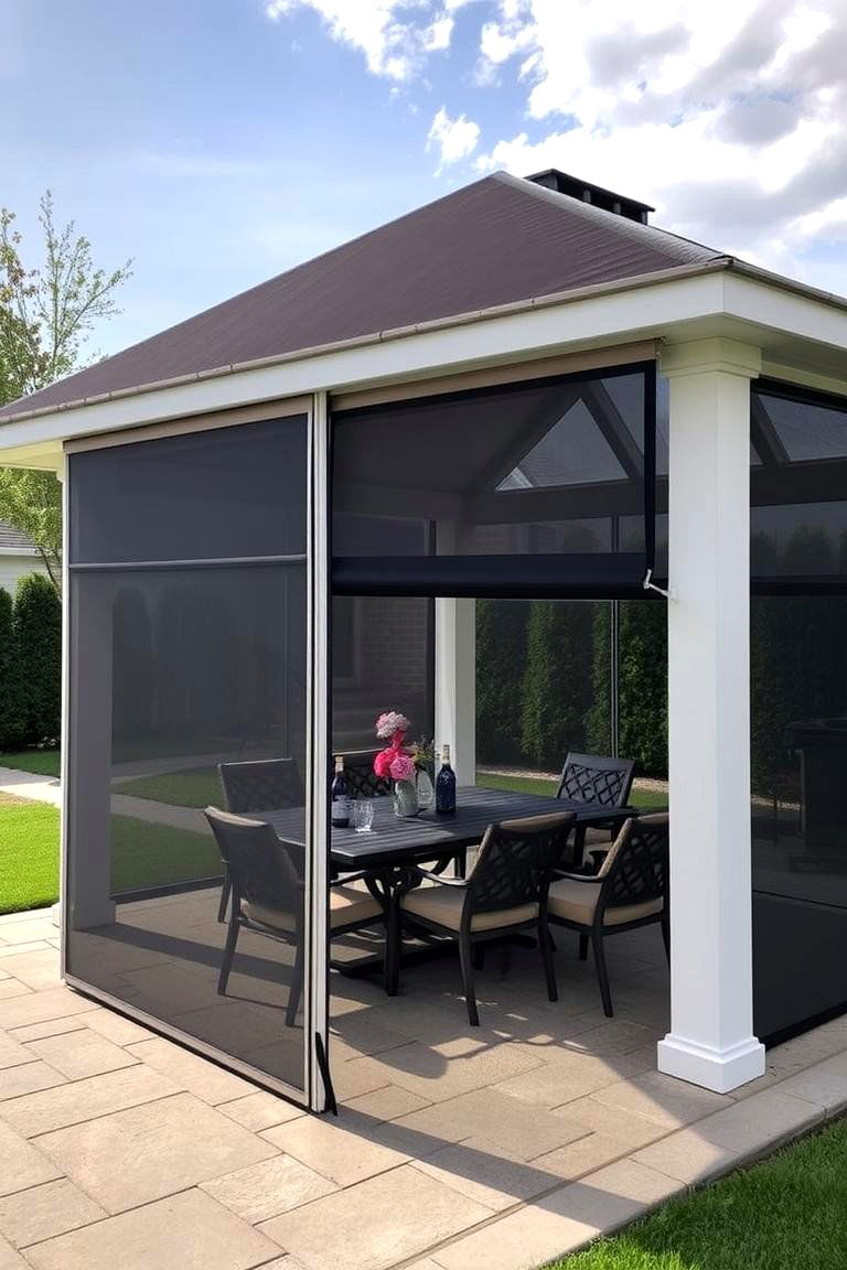 Gazebo Kitchen with Retractable Screens - 24 Outdoor Kitchen with a Gazebo Ideas
