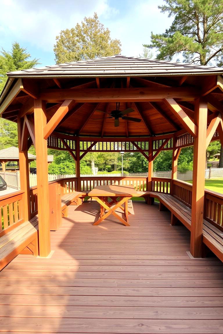 Gazebo with Built in Seating - 24 Gazebo on Deck Ideas