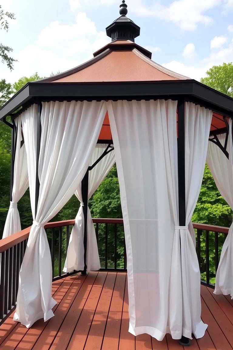 Gazebo with Curtains or Drapes - 24 Gazebo on Deck Ideas