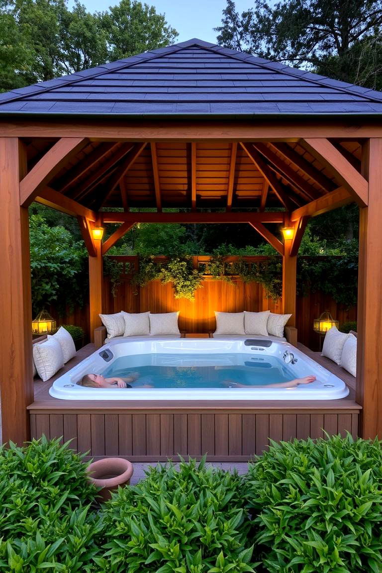 Gazebo with Hot Tub - 24 Backyard Gazebo Ideas