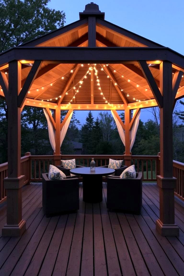 Gazebo with Integrated Lighting - 24 Gazebo on Deck Ideas