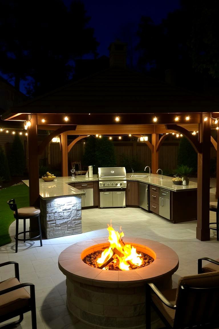 Gazebo with Outdoor Kitchen - 24 Backyard Gazebo Ideas