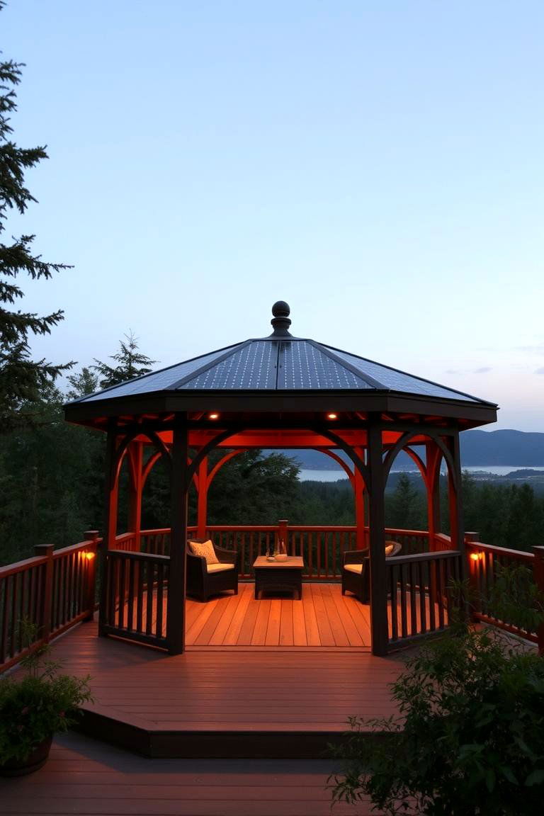 Gazebo with Solar Panels - 24 Gazebo on Deck Ideas