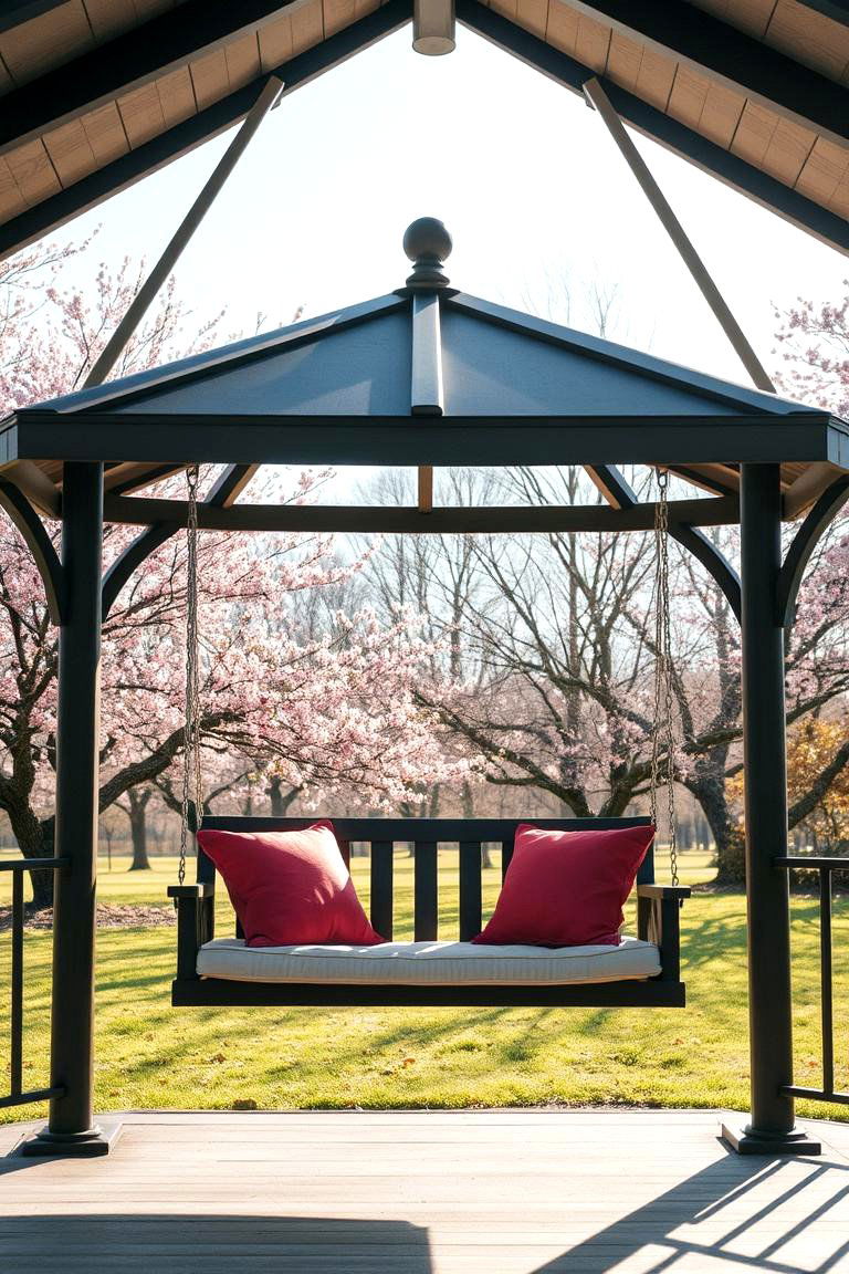 Gazebo with Swing - 24 Backyard Gazebo Ideas