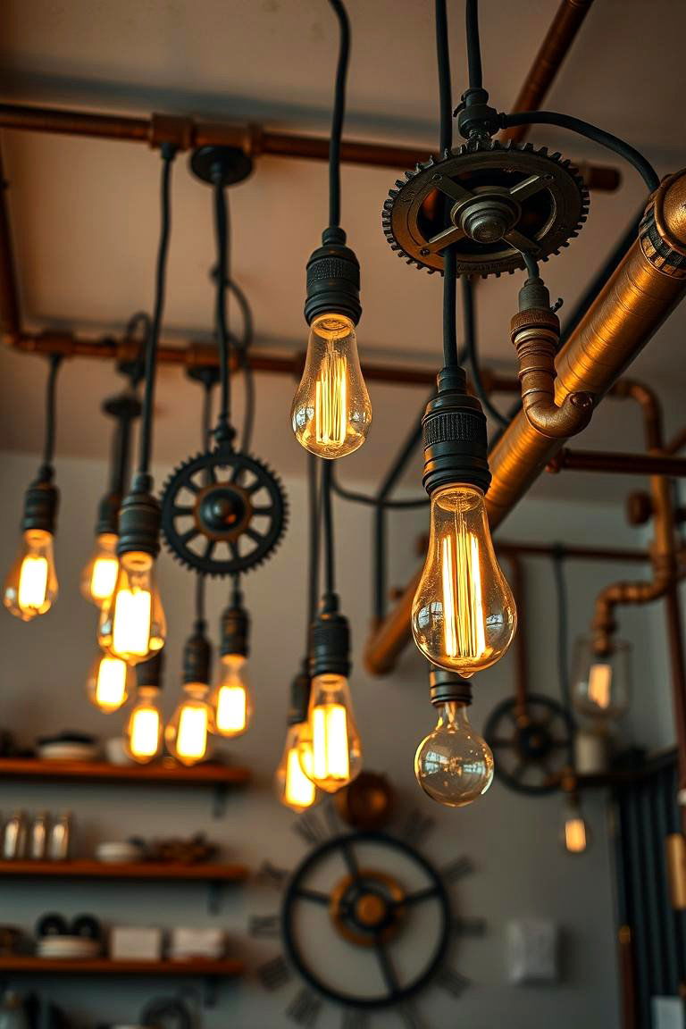 Gear Inspired Lighting Fixtures - 24 Steampunk Bedroom Ideas