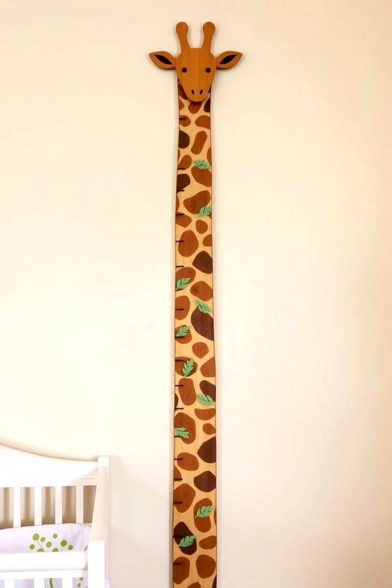 Gentle Giraffe Growth Chart - 24 Safari Nursery Decor Ideas