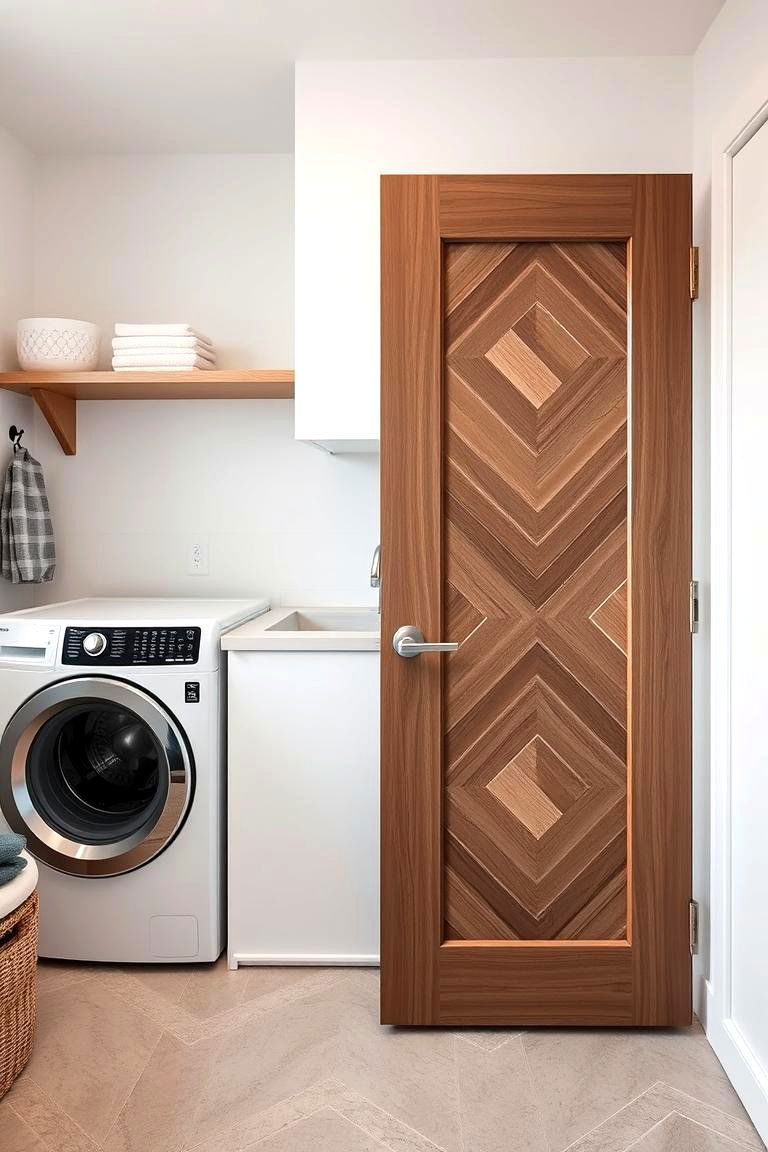 Geometric Accent Door - 24 Laundry Room Door Ideas