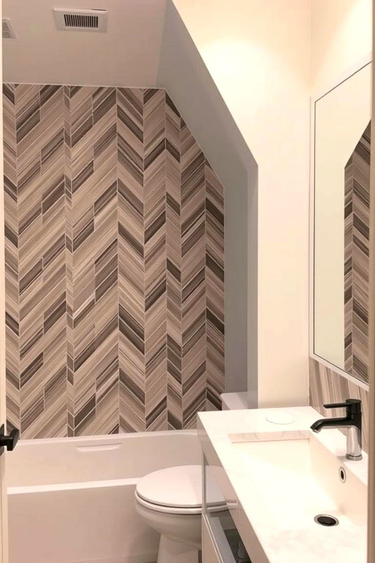 Geometric Accent Walls - 24 Eclectic Bathroom Ideas