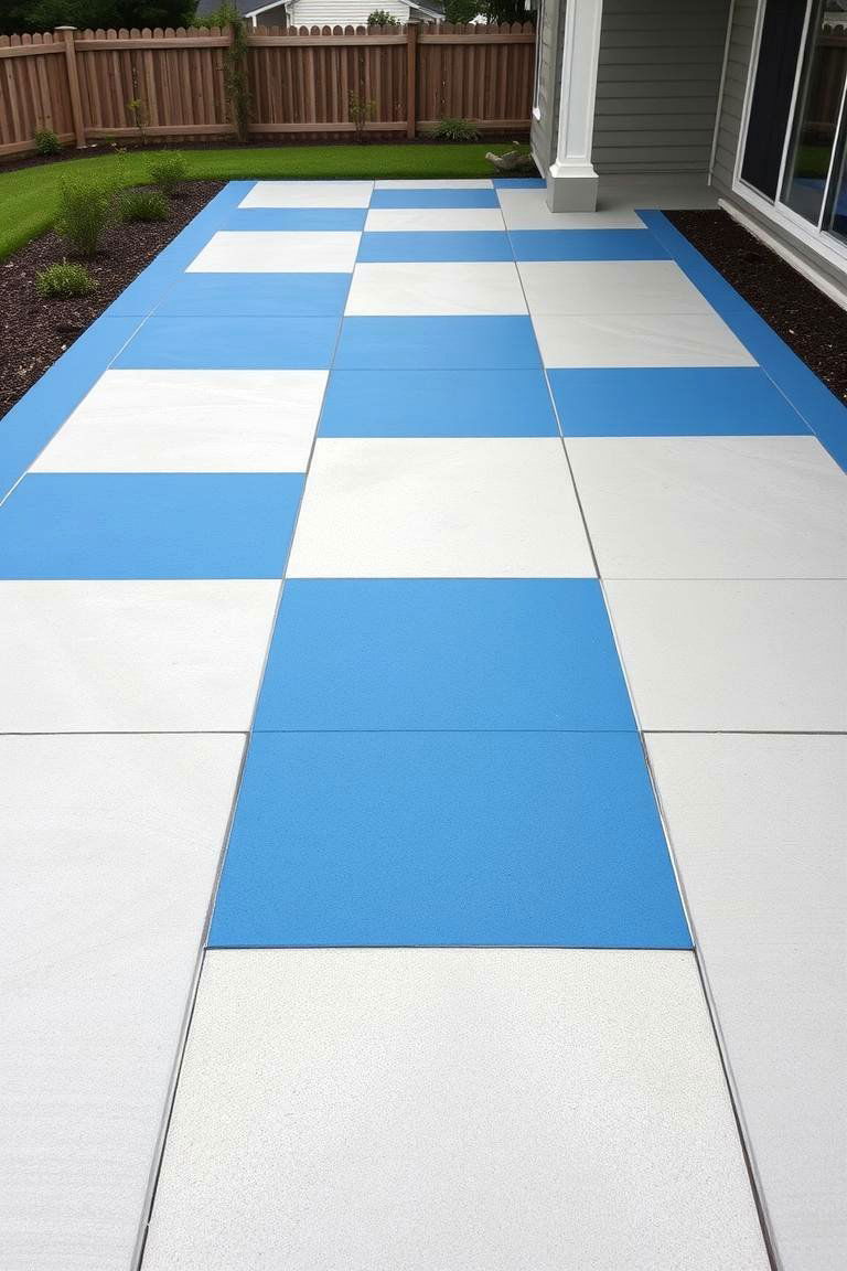 Geometric Block Patterns - 24 Painted Concrete Patio Ideas