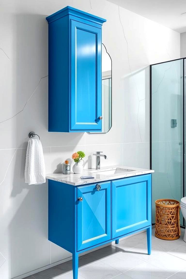 Geometric Blue Vanity - 24 Blue Bathroom Vanity Ideas