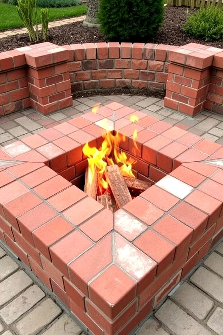Geometric Brick Fire Pit - 24 Brick Fire Pit Ideas