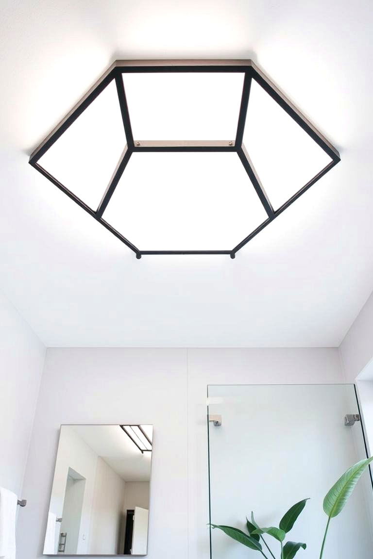 Geometric Ceiling Lights for a Modern Touch - 24 Bathroom Ceiling Lighting Ideas