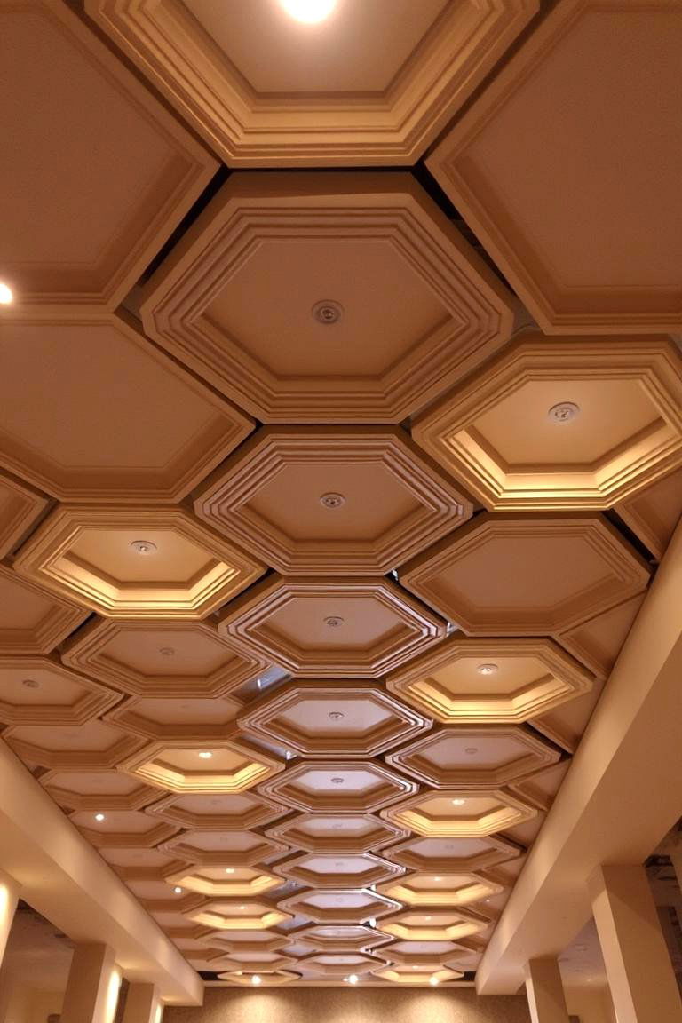 Geometric Ceiling Panels - 24 Basement Drop Ceiling Ideas