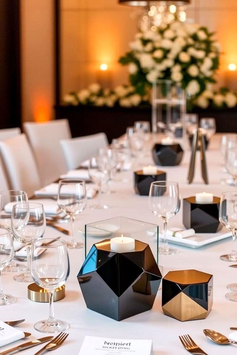 Geometric Centerpiece Ideas - 24 Wedding Table Decoration Ideas