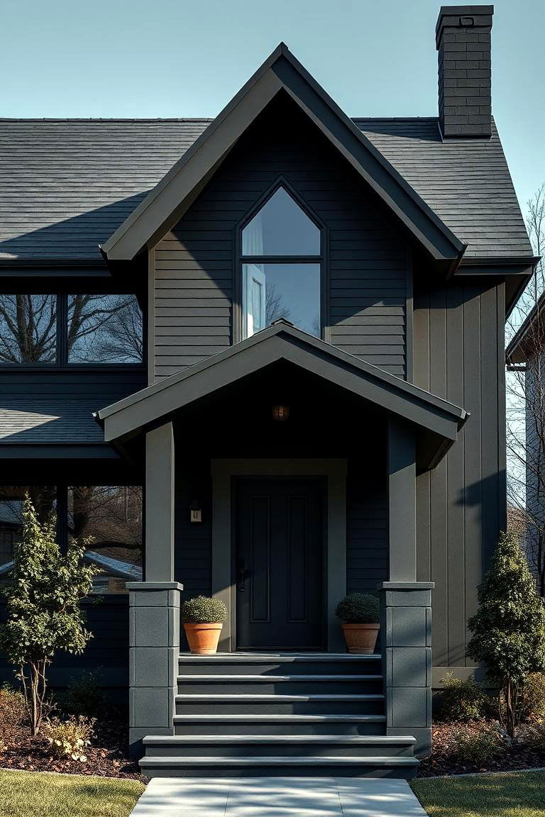 Geometric Design Elements - 24 Dark Grey House Exterior Ideas