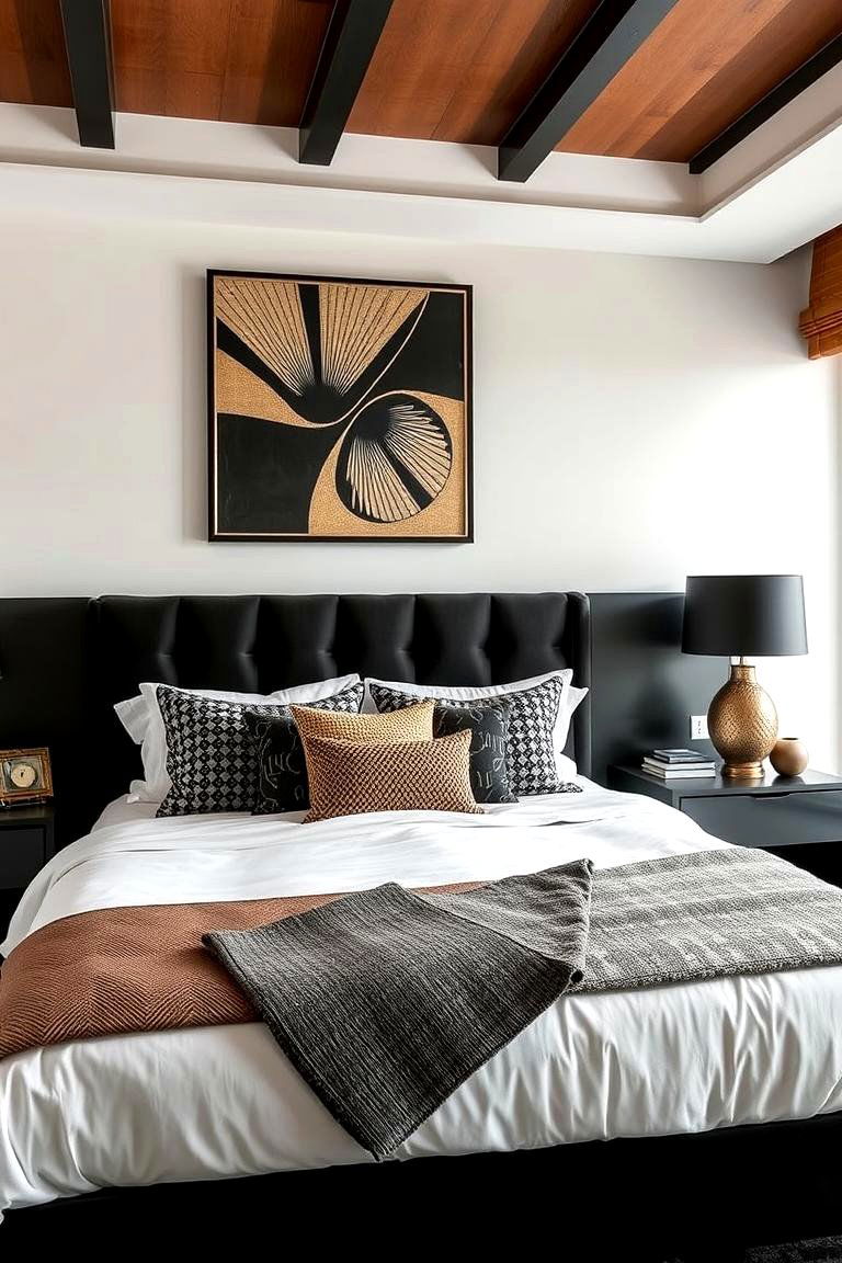 Geometric Flair Patterns in Black and Brown - 24 Black and Brown Bedroom Ideas