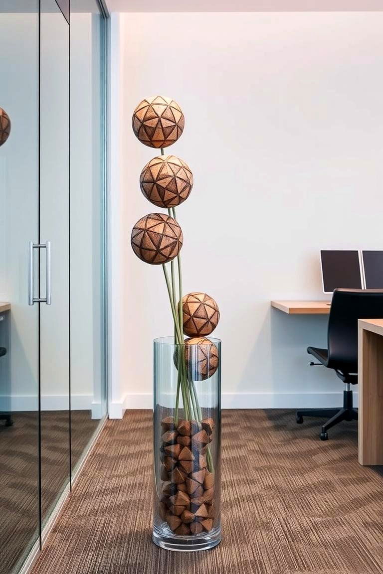 Geometric Flair with Decorative Balls - 24 Large Floor Vase Decoration Ideas
