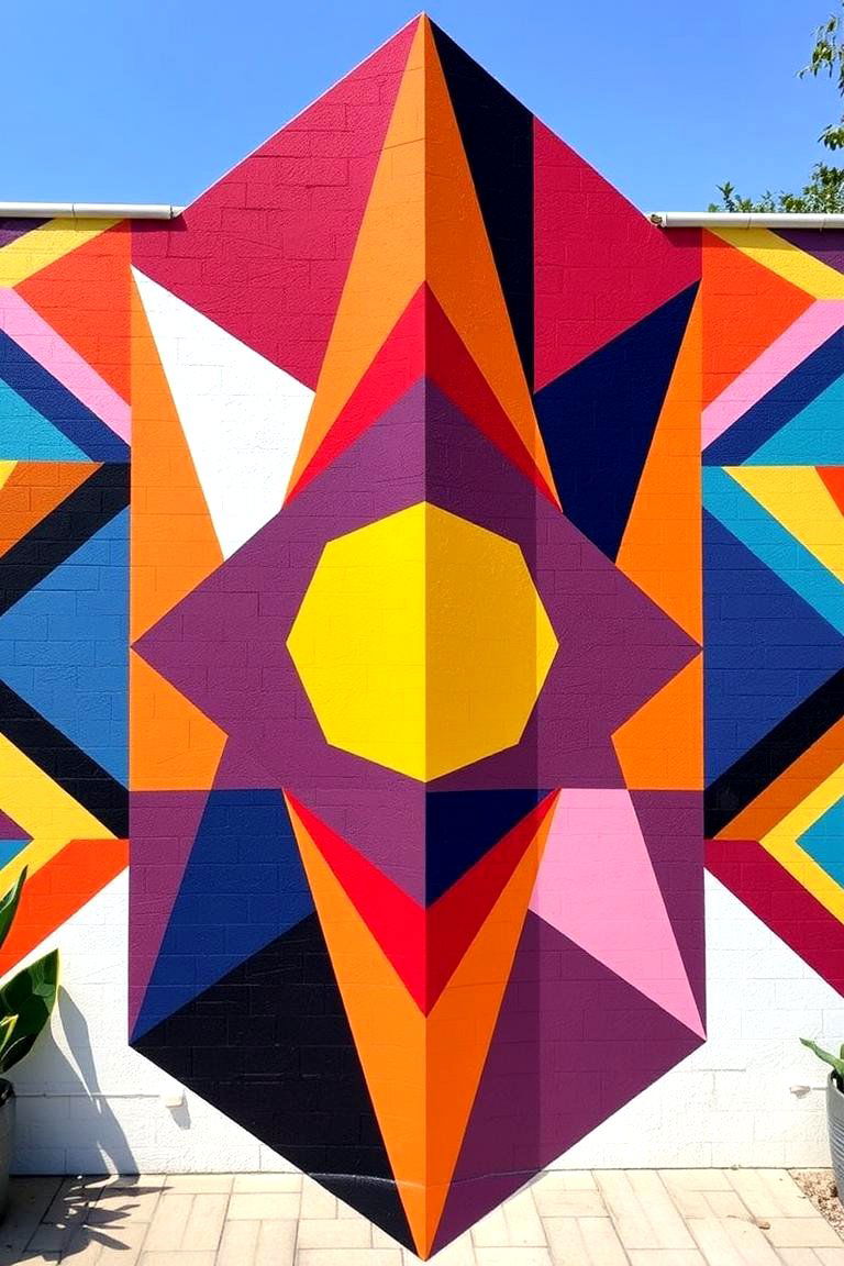 Geometric Garden Mural - 24 Garden Mural Ideas