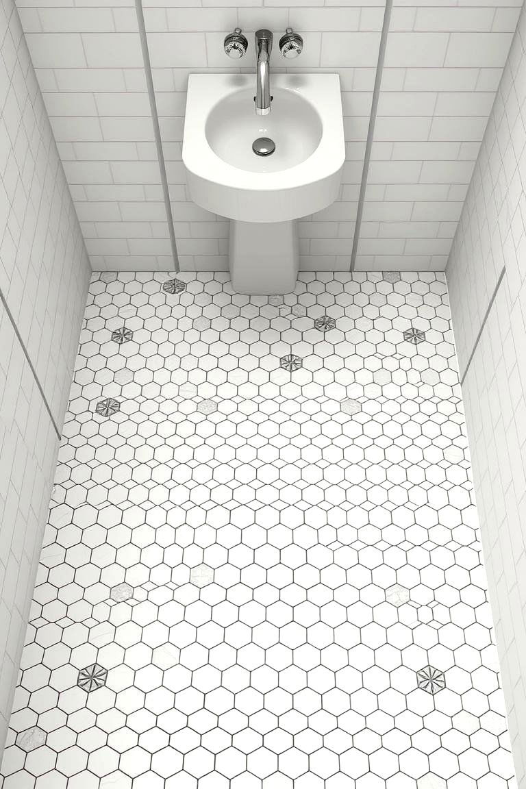 Geometric Harmony and Balance - 24 Bathrooms With Hexagon Tile Floors