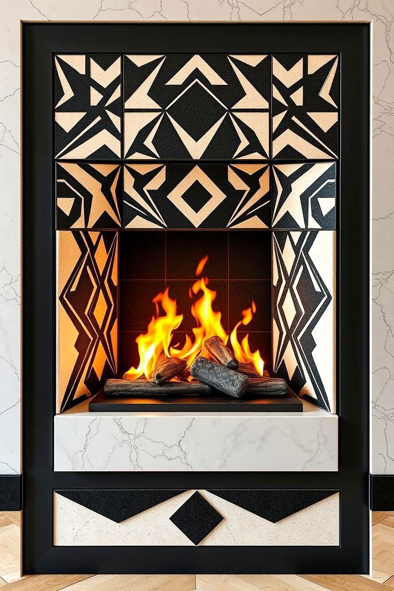 Geometric Hearth Harmony - 24 Mid-century Modern Fireplace Ideas