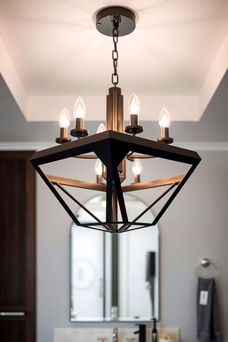 Geometric Metal Chandelier - 24 Bathroom Chandelier Ideas