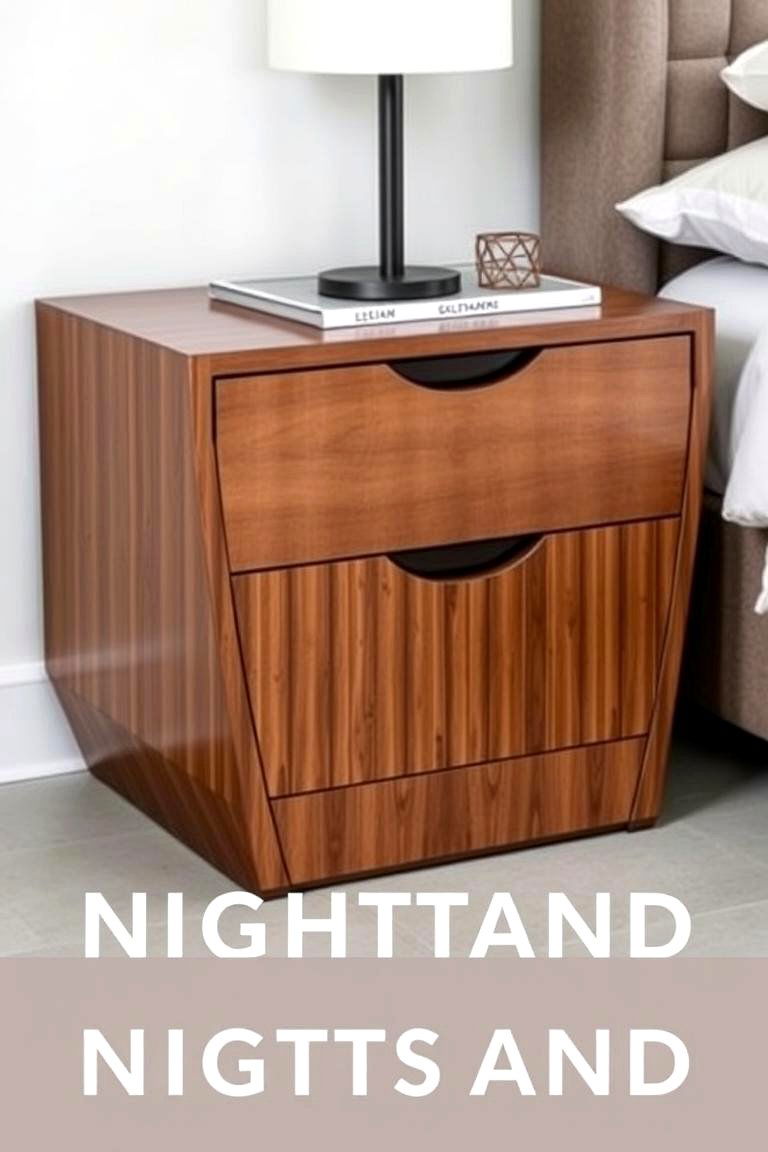 Geometric Nightstand with Clean Edges - 24 Nightstand Decor Ideas