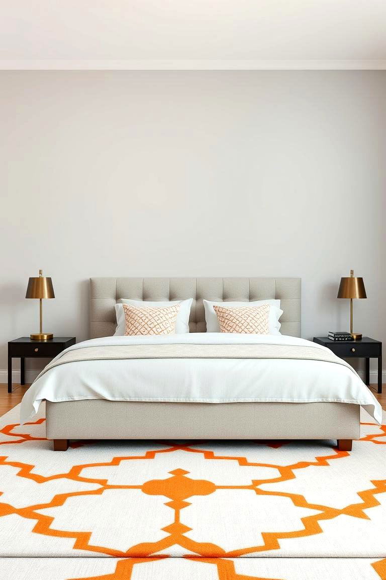 Geometric Orange Patterns - 24 Orange Bedroom Ideas