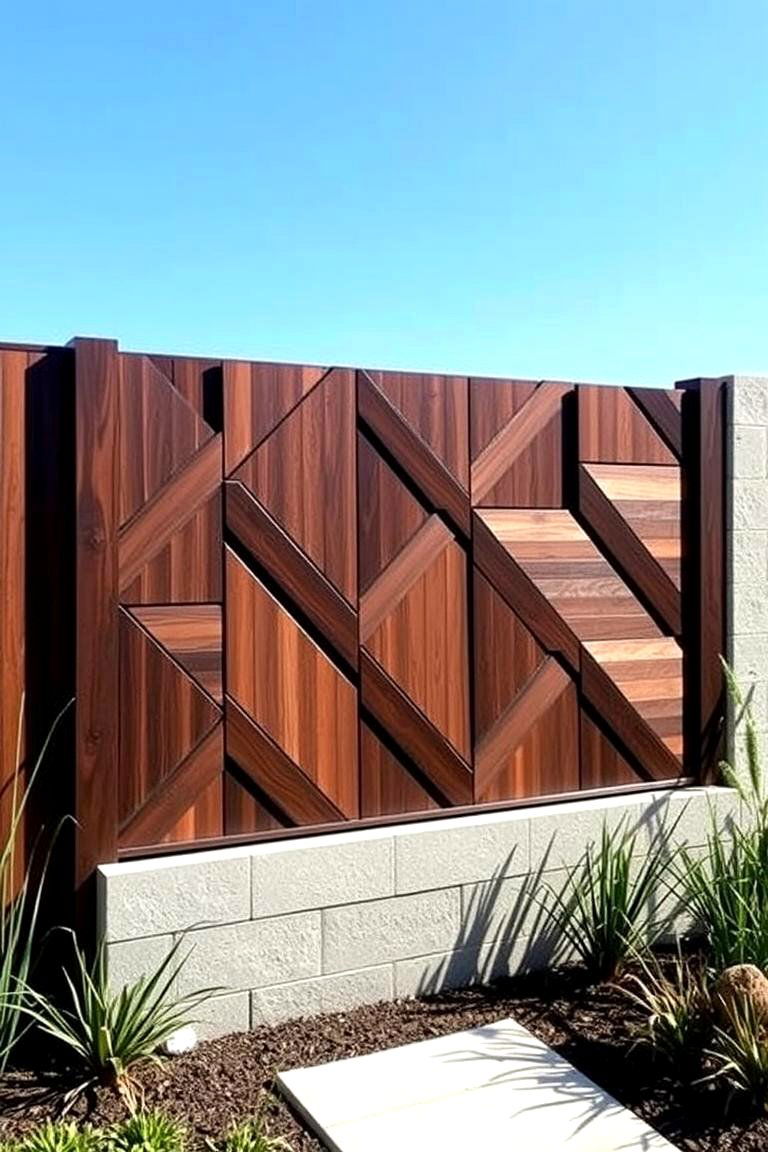 Geometric Panel Fence - 24 Front Yard Fence Ideas