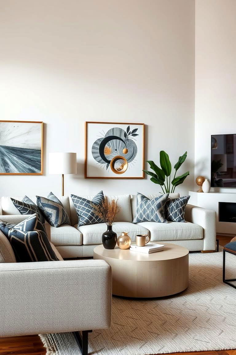 Geometric Pattern Accents - 24 Scandinavian Living Room Ideas