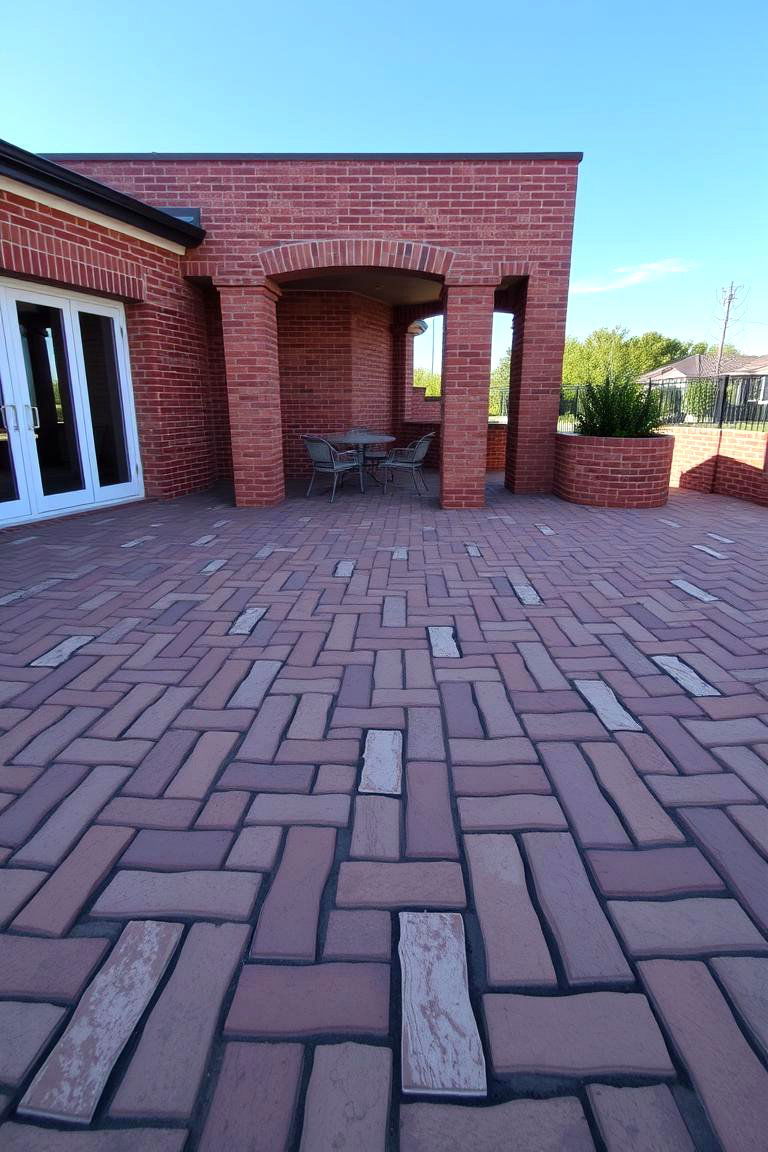 Geometric Pattern Brick Patio - 24 Brick Patio Ideas