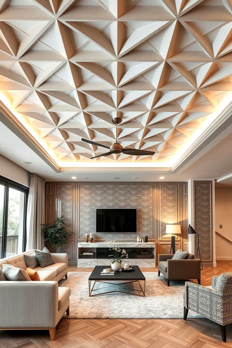 Geometric Pattern Ceiling - 24 Pop Ceiling Design Ideas