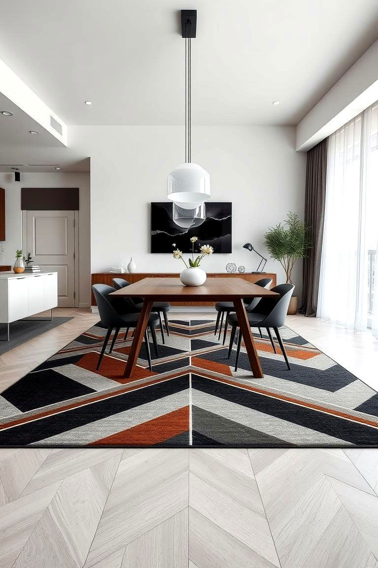Geometric Pattern Dining Room Rugs - 24 Dining Room Rug Ideas