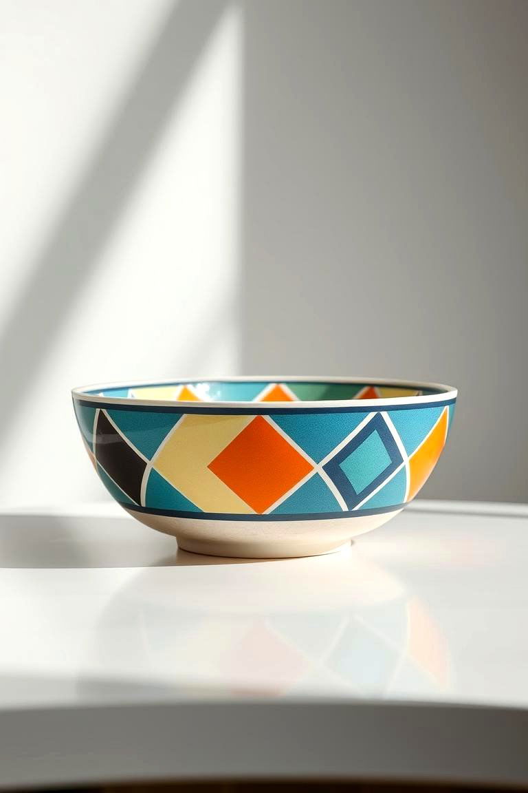 Geometric Pattern Dough Bowl - 24 Dough Bowl Decor Ideas
