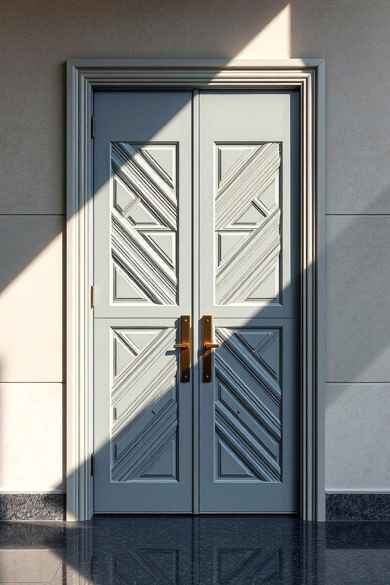 Geometric Pattern Grey Entry - 24 Grey Front Door Ideas