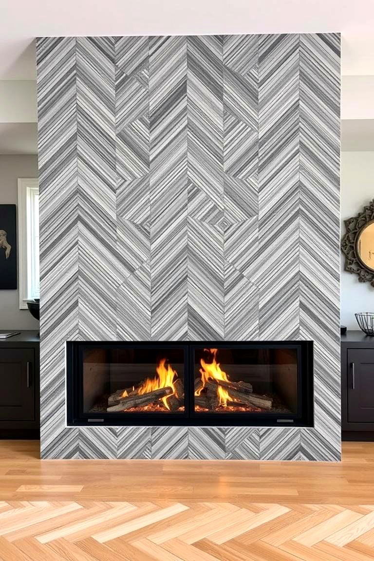 Geometric Pattern Innovation - 24 Double-sided Fireplace Ideas