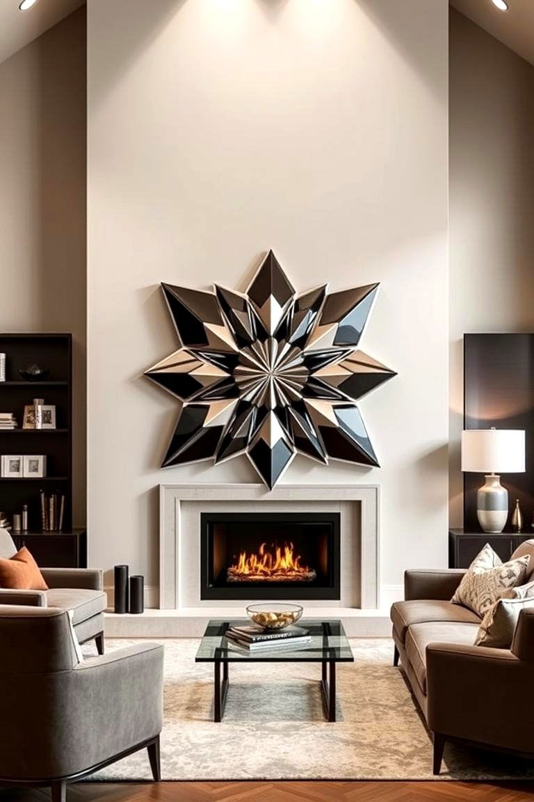 Geometric Pattern Mirror - 24 Mirror Over Fireplace Ideas