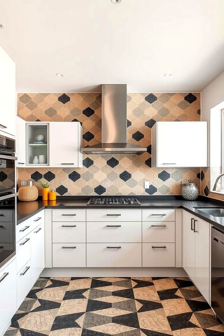 Geometric Pattern Play - 24 black and beige kitchen ideas
