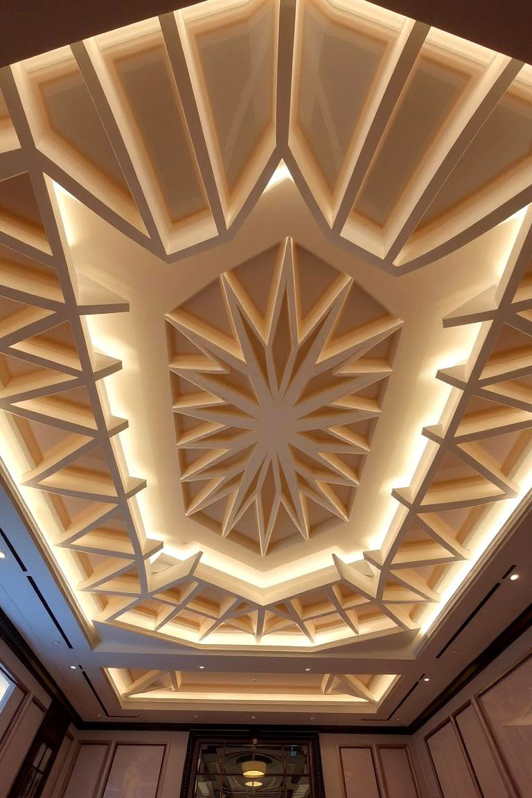 Geometric Pattern Reverse Tray Ceiling - 24 Reverse Tray Ceiling Ideas