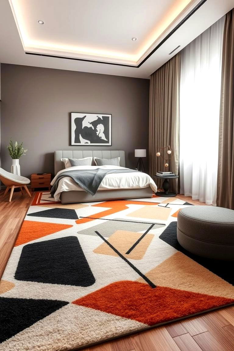 Geometric Pattern Rug - 24 bedroom rug ideas