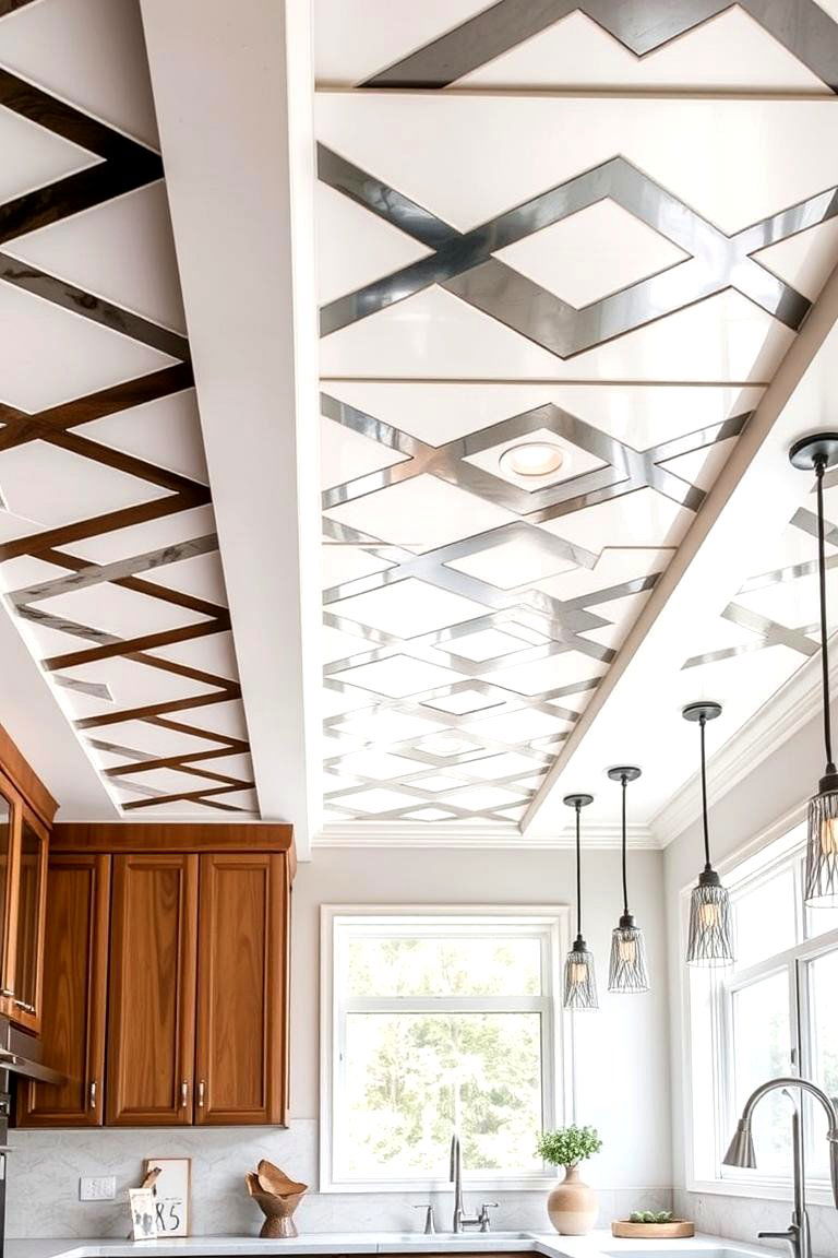 Geometric Pattern Soffit Design - 24 Kitchen Soffit Ideas