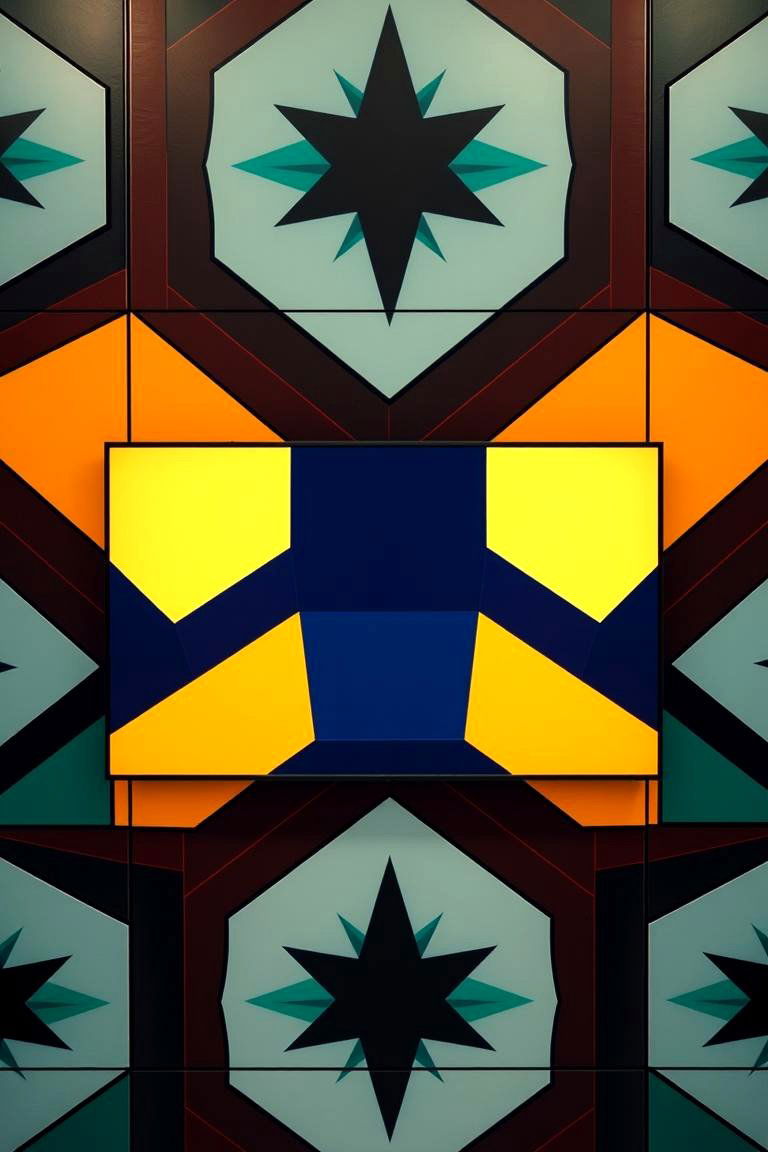Geometric Pattern TV Wall - 24 Tv Wall Ideas
