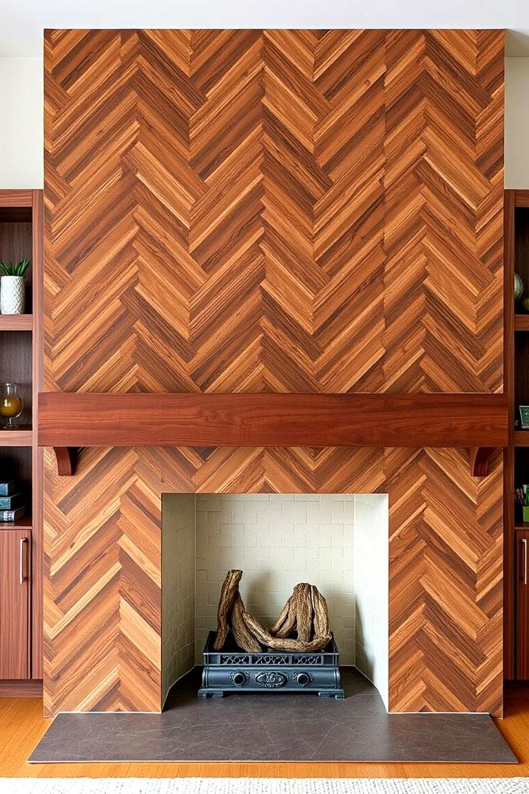 Geometric Pattern Wall - 24 Fireplace Accent Wall Ideas