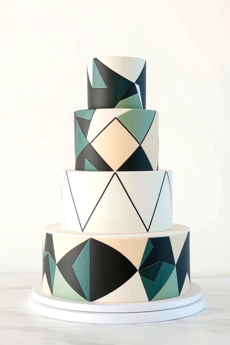 Geometric Pattern Wedding Cake - 24 Wedding Cake Ideas