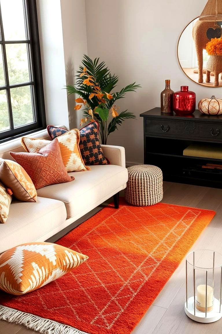Geometric Patterned Accents - 24 Fall Living Room Ideas