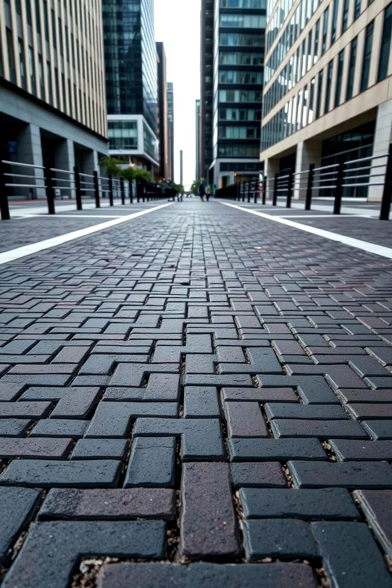 Geometric Patterned Black Brick Walkway - 24 Black Brick Walkway Ideas
