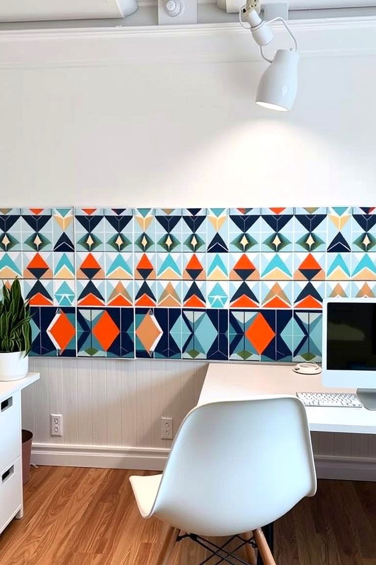 Geometric Patterned Chair Rail - 24 Chair Rail Ideas