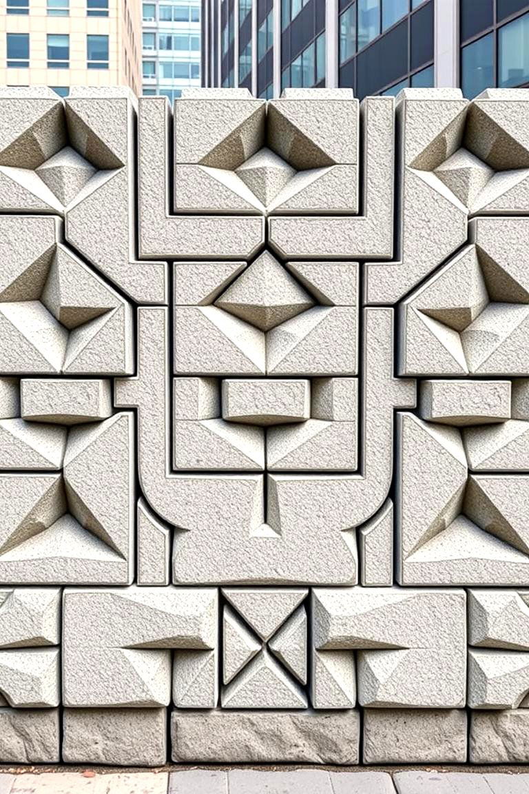 Geometric Patterned Cinder Block Fence - 24 Cinder Block Fence Ideas