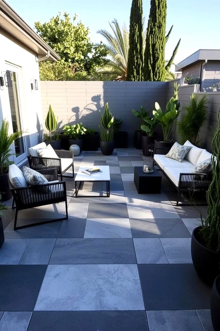 Geometric Patterned Concrete - 24 patio tile ideas