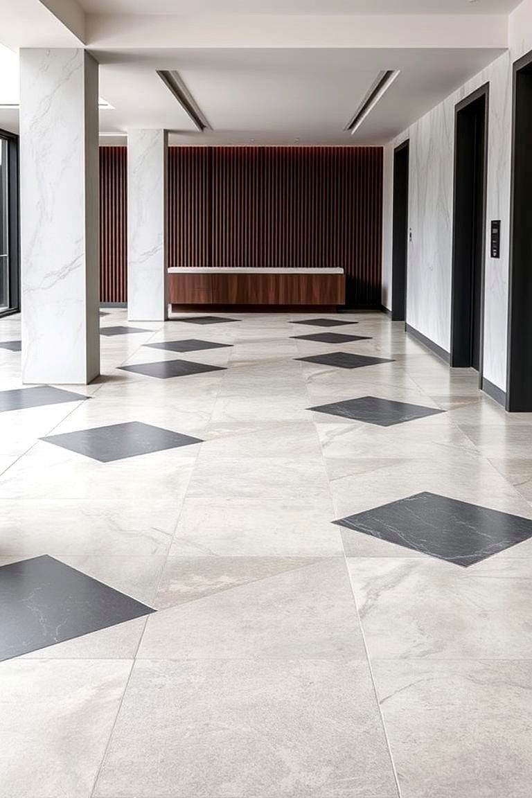 Geometric Patterned Concrete Floors - 24 Concrete Floor Living Room Ideas